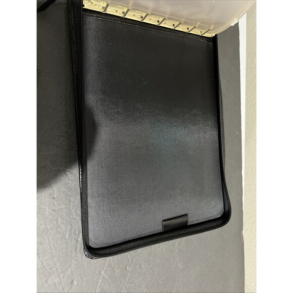 Leather Briefcase 7 Ring Binder Attaché Hide Away Handles Zip Portfolio Black - Picture 16 of 16